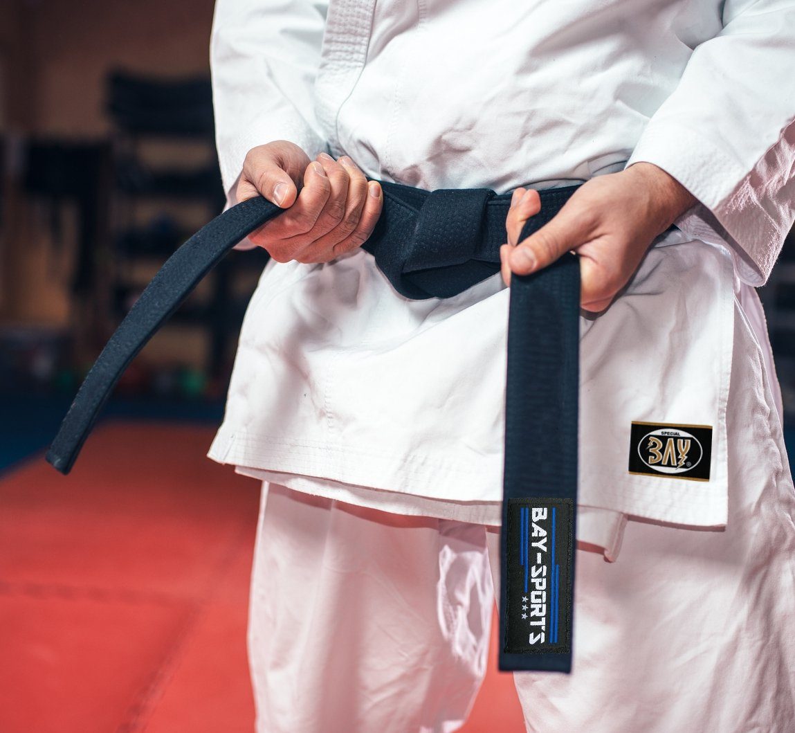 BAY-Sports Karateanzug Budogürtel weiß/schwarz/weiß mit Mittelstreifen, Zweifarbig, Mehrfarbig, Karategürtel Kampfsportgürtel (Standard, Traditionell), Judogürtel, Taekwondogürtel, Länge 160 cm - 350 cm