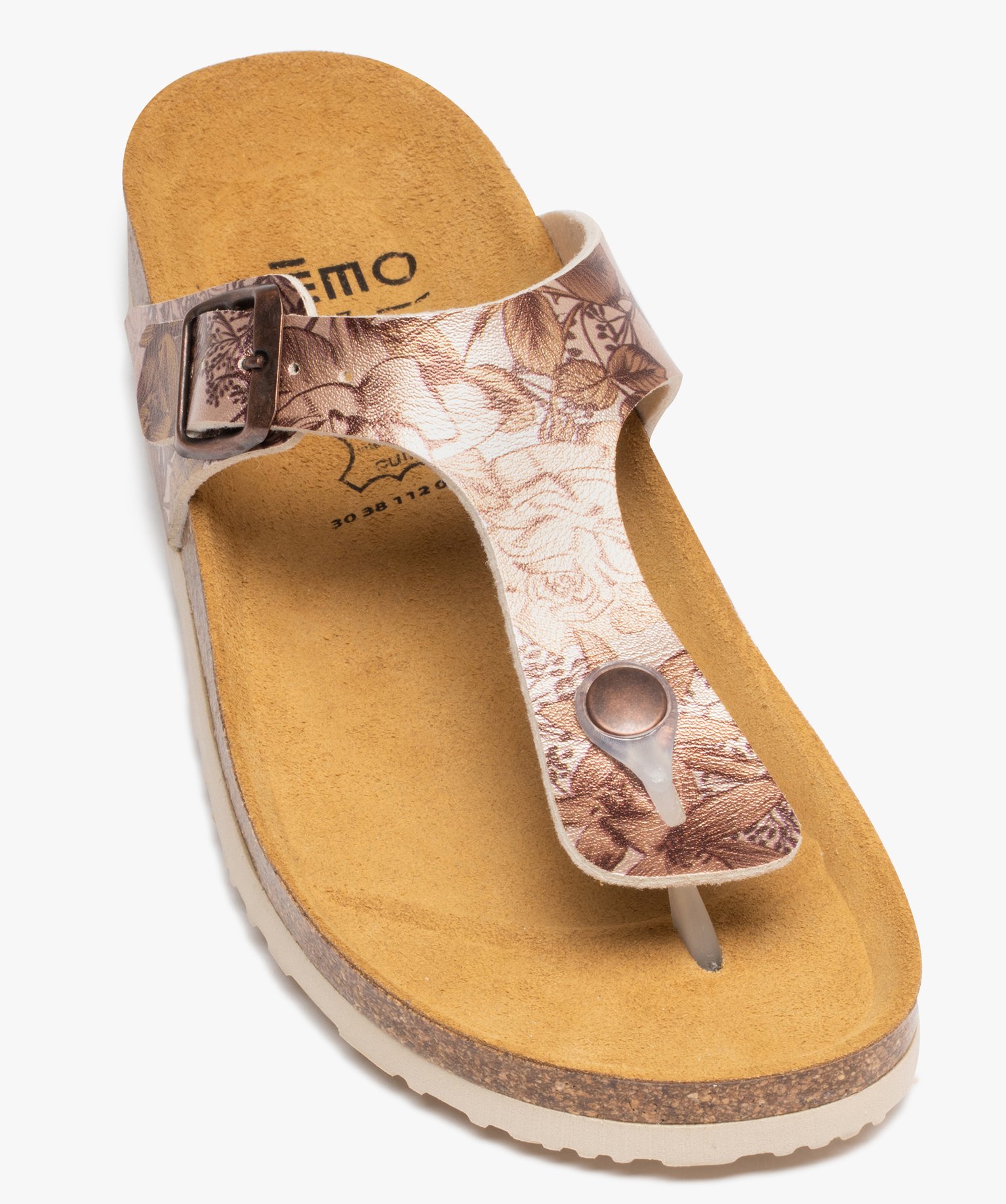 Mules femme à bride entre-doigts imprimée rose | GEMO