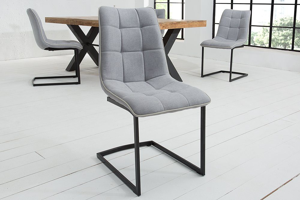 riess-ambiente Freischwinger MIAMI hellgrau / schwarz (1 St), Esszimmer · Webstoff · Metall · Industrial