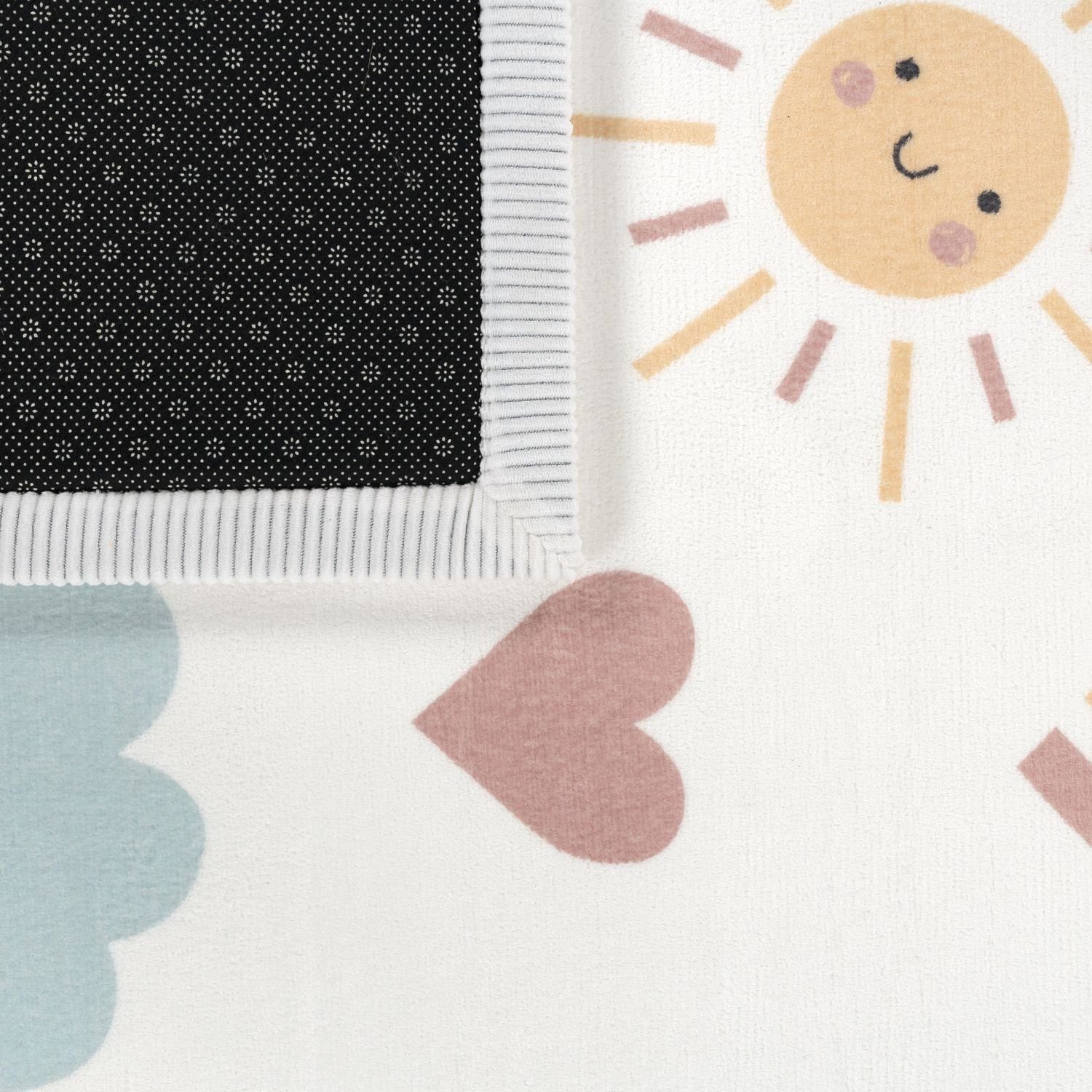 Kinderteppich Kinderzimmer Kinderteppich Spielmatte Punkte Regenbogen Sonne Planet, TT Home, rechteckig, Höhe: 24 mm