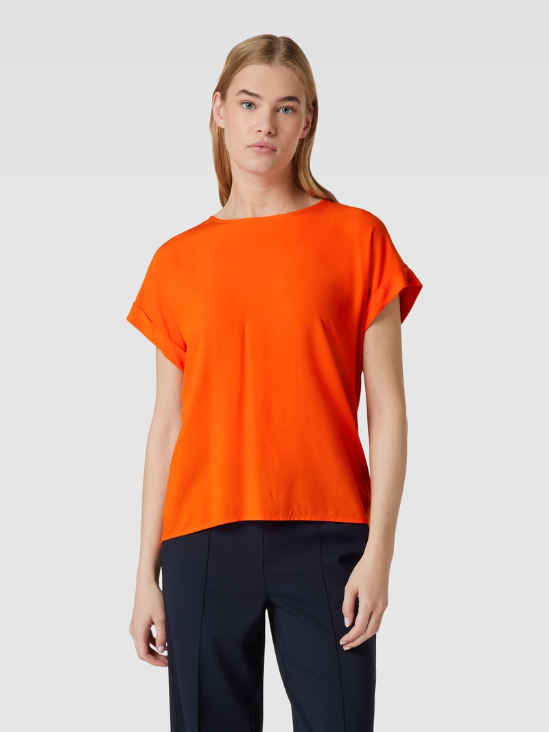 Blusenshirt aus reiner Viskose mit Kellerfalte in dunkel orange