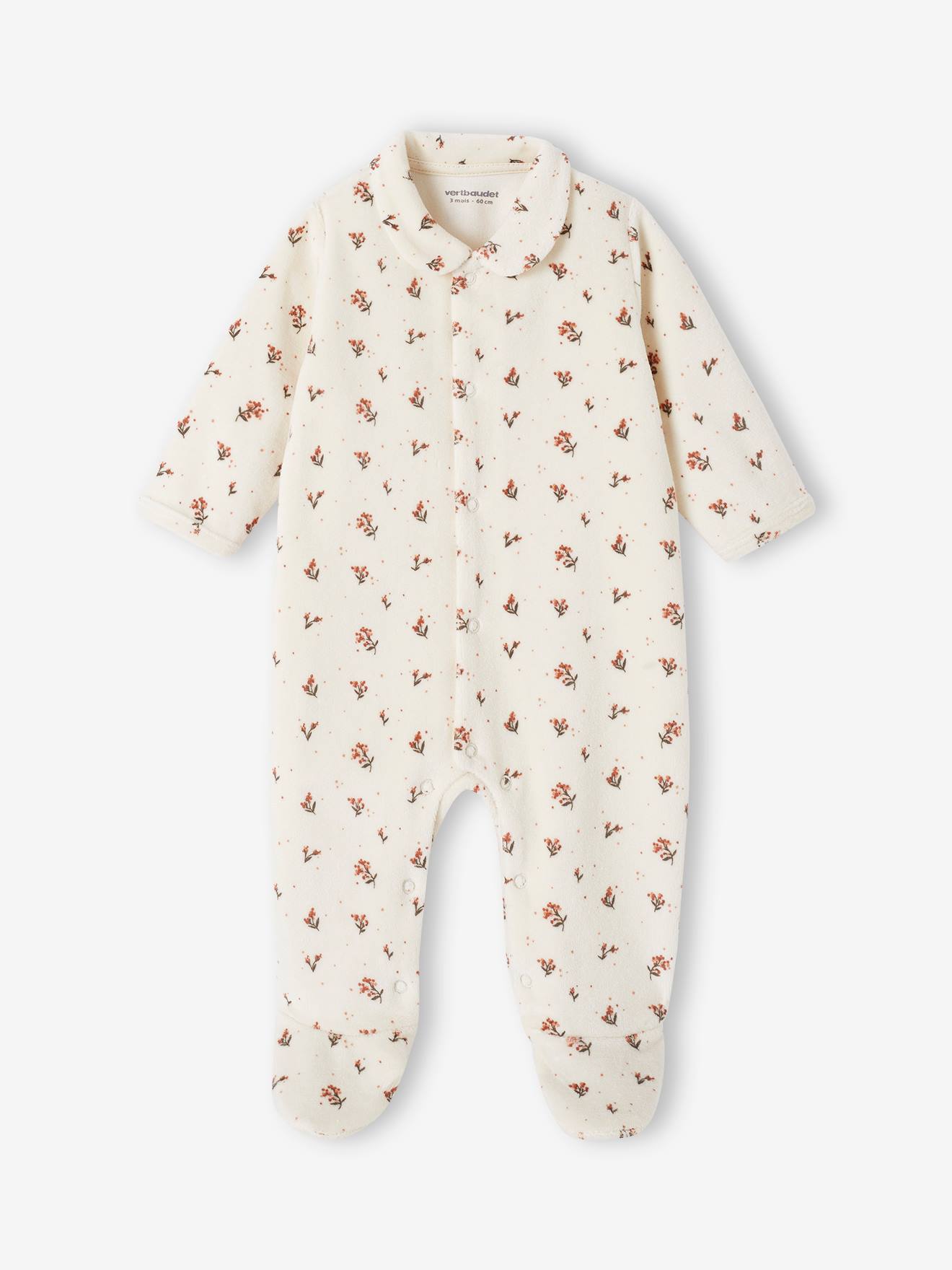 Vertbaudet 2er-Pack Baby Samtstrampler, Öffnung vorn Oeko-Tex - graublau