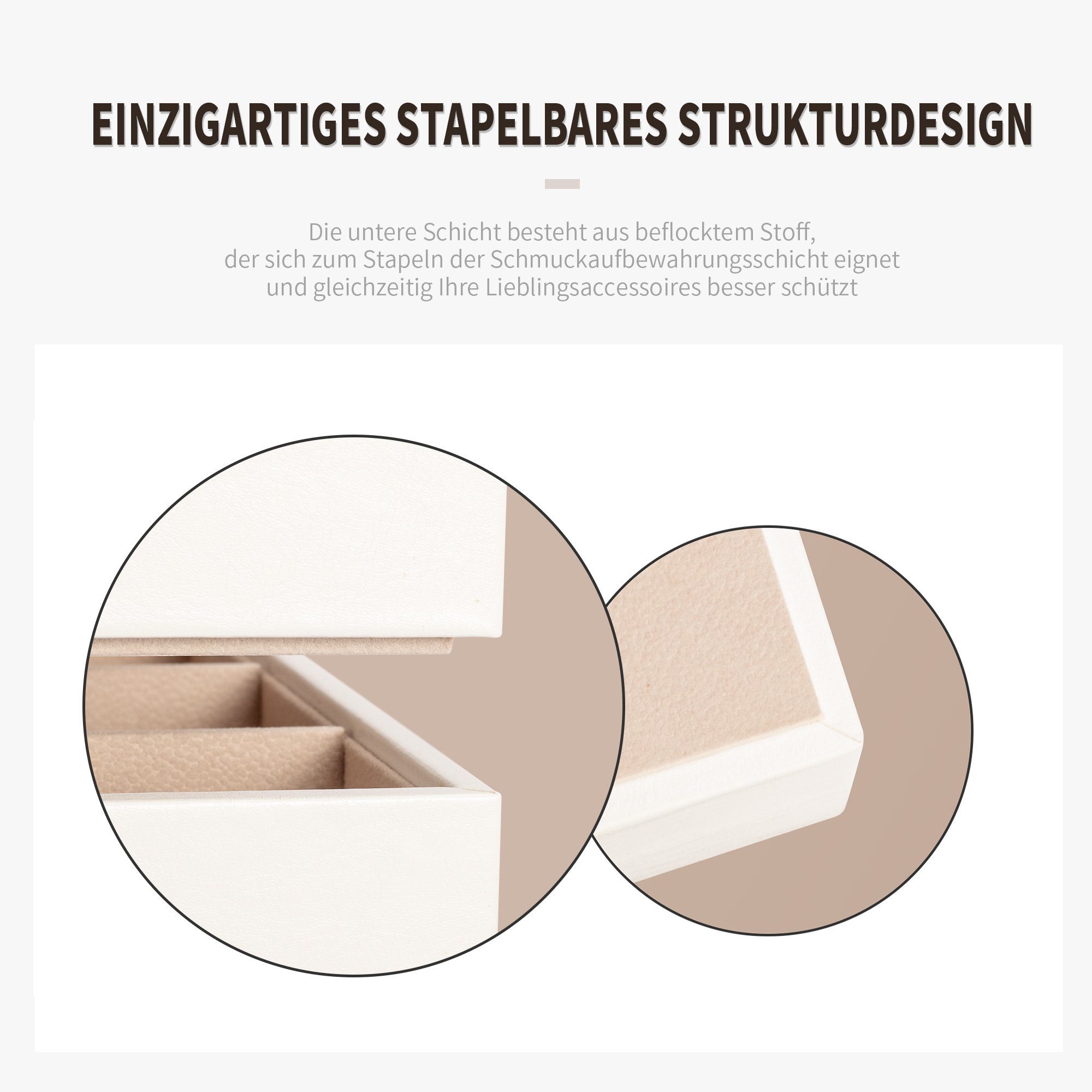 AdelDream Schmuckkasten Stapelbares Schmucktablett Schmuckschatpfanne Aufbewahrung Schublade Lagerung-Schmuck Aufbewahrung Damen Schmuckschatpfe.