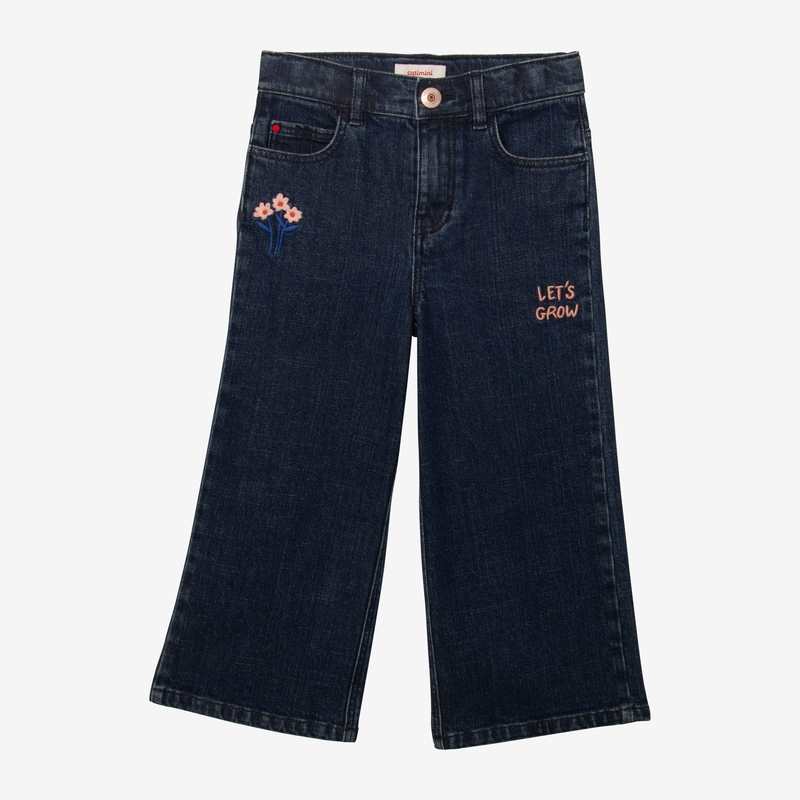 Jean fille large bleu brodé Catimini