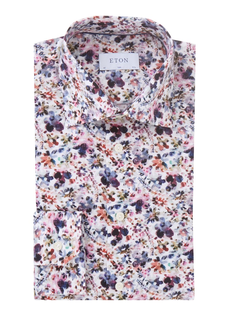 Koszula Eton Floral Slim Fit z nadrukiem kwiatowym odpornym na zagniecenia