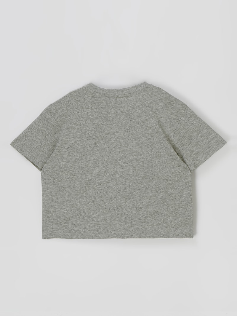 Cropped T-Shirt aus Baumwoll-Viskose-Mix in mittelgrau meliert