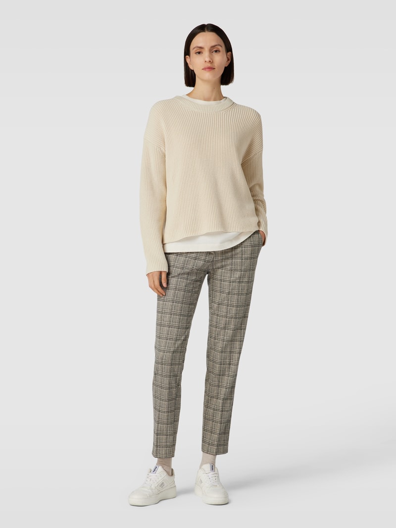 Stoffhose mit Tartan-Karo in verkürzter Passform in dunkelgrau