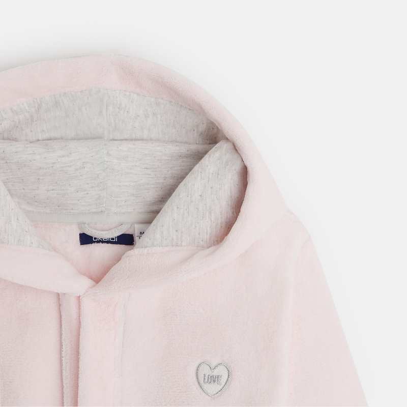 Peignoir à capuche en sherpa ultra-doux rose fille