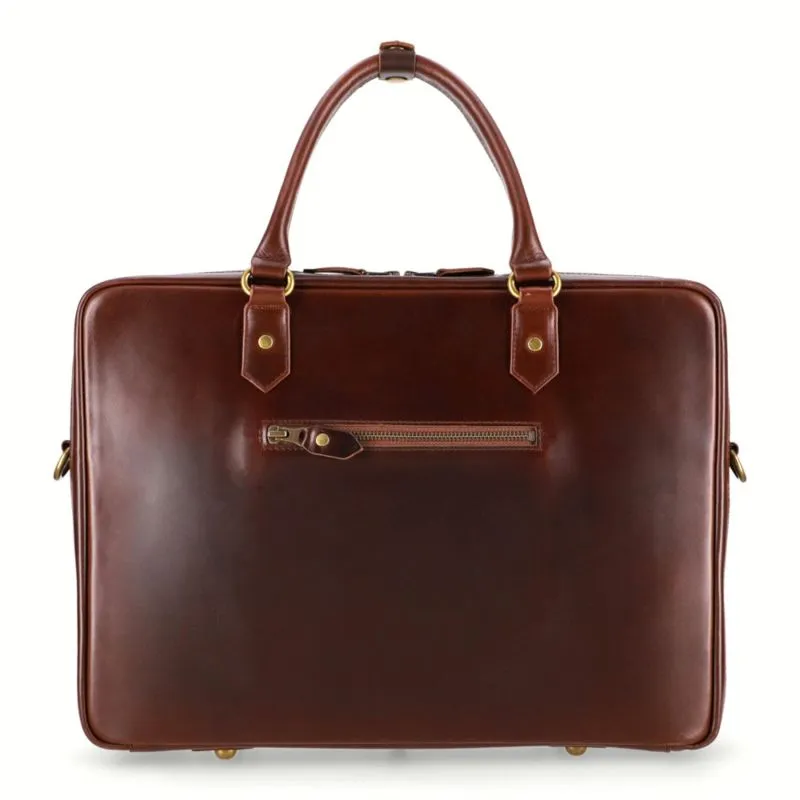 Buckle & Seam Leder XL Aktentasche Albert - Braun \/ Innenfutter Dots