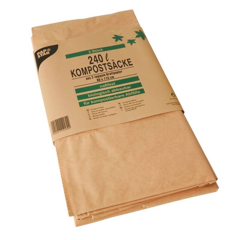 PAPSTAR Müllsäcke 240 L Braun Papier 2 Stück