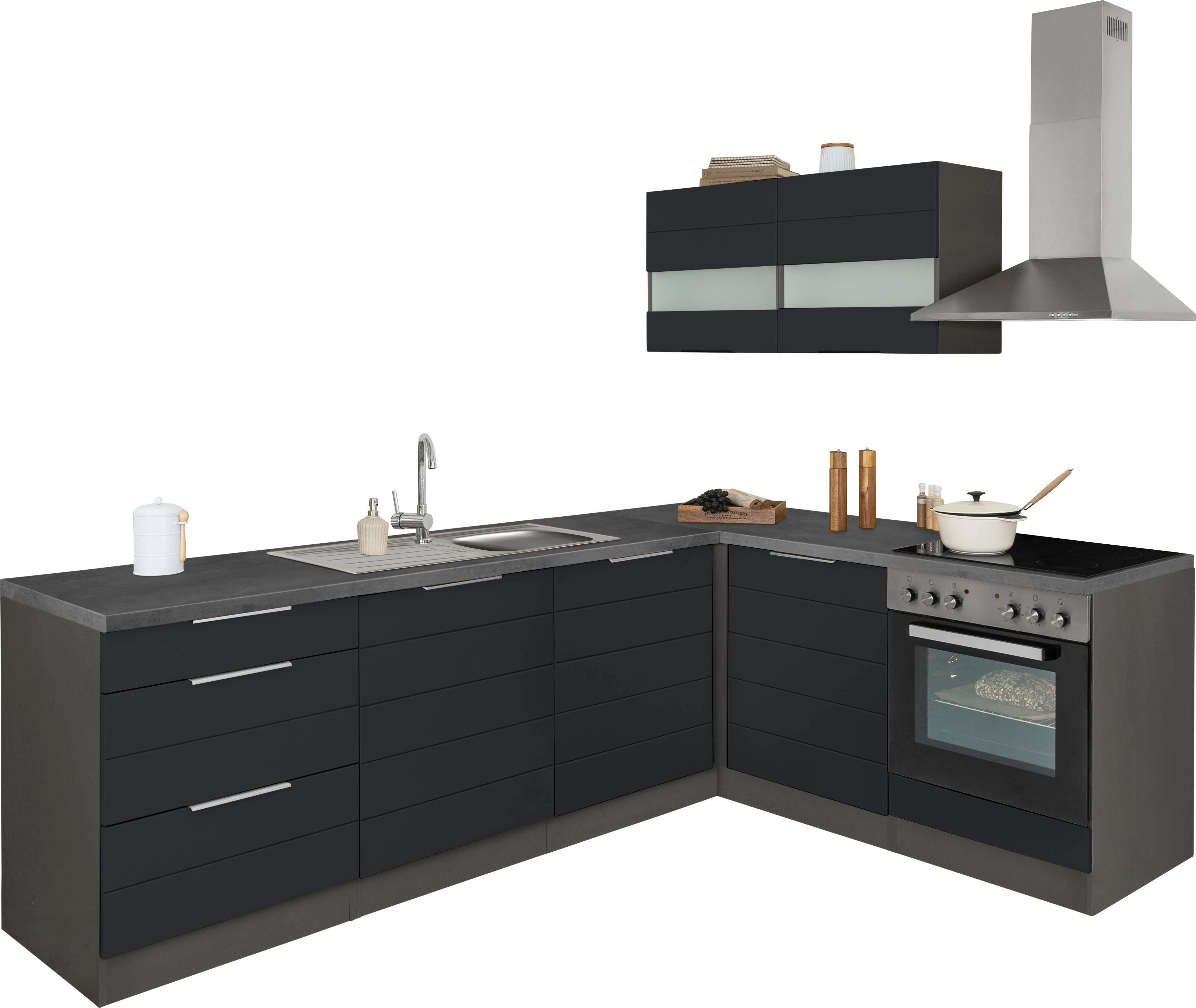 HELD MÖBEL Küche Luhe, Stellbreite 240x180 cm, wahlweise mit oder ohne E-Geräten, MDF-Fronten