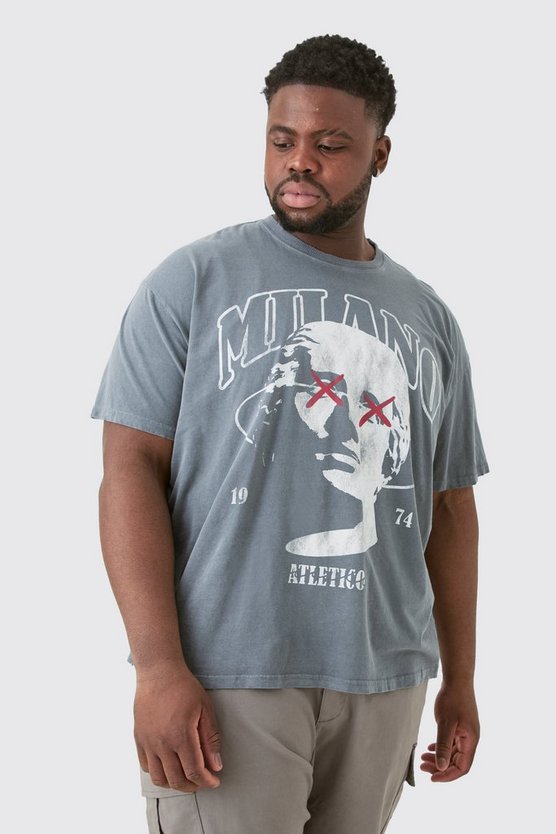 Plus zerrissenes Oversize T-Shirt mit Milano-Print