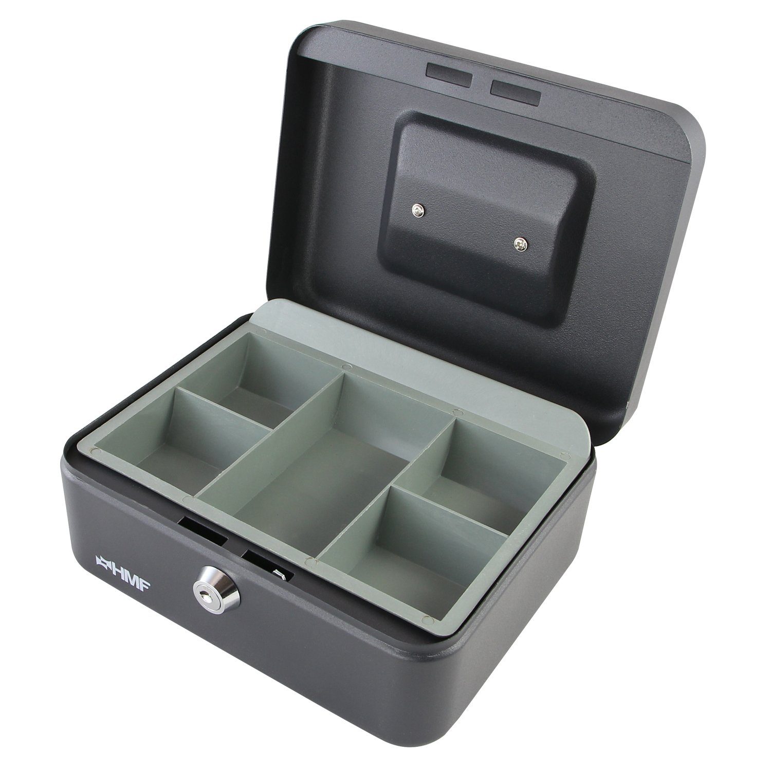 HMF Geldkassette Abschließbare Bargeldkasse mit Münzeinsatz, robuste Geldbox mit Schlüssel, 20x16x9,5 cm