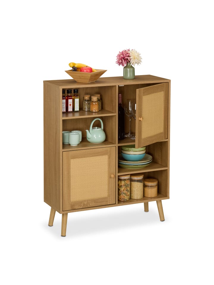 relaxdays Sideboard in Natur - (B)80 x (H)97 x (T)29 cm günstig kaufen onesize