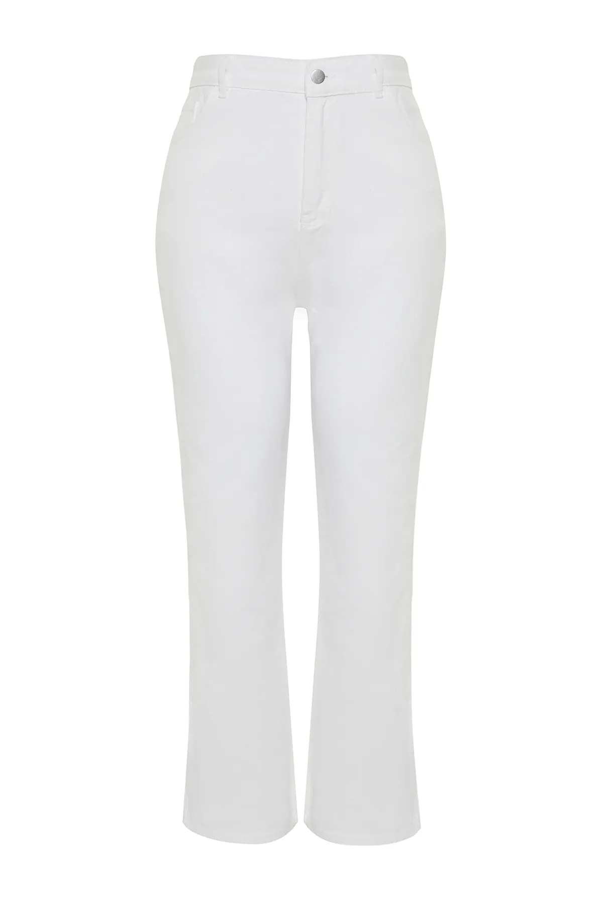 Trendyol Curve  Weiße Jeanshose mit hoher Taille - Pipe Leg TBBSS24CJ00058