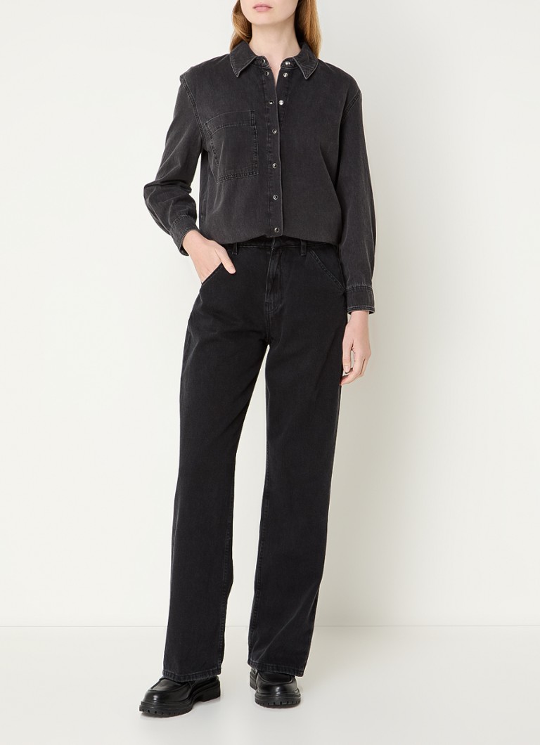 ba&sh Maxa denim blouse with chest pocket