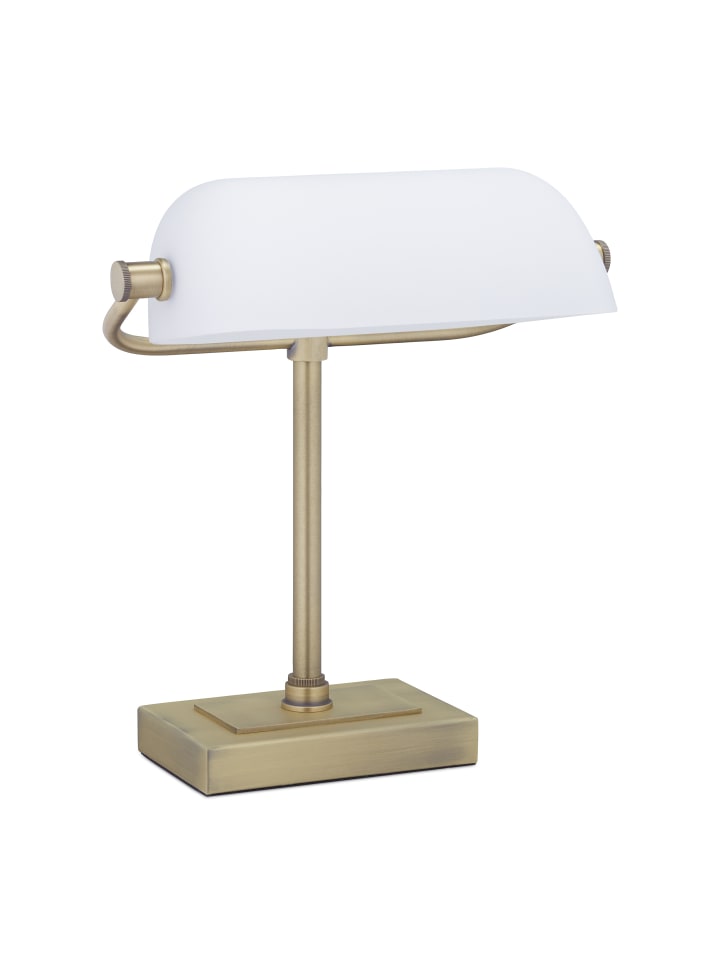 relaxdays Bankerlampe in Weiß/ Messing -  (B)26 x (H)33 x (T)20 cm günstig kaufen onesize