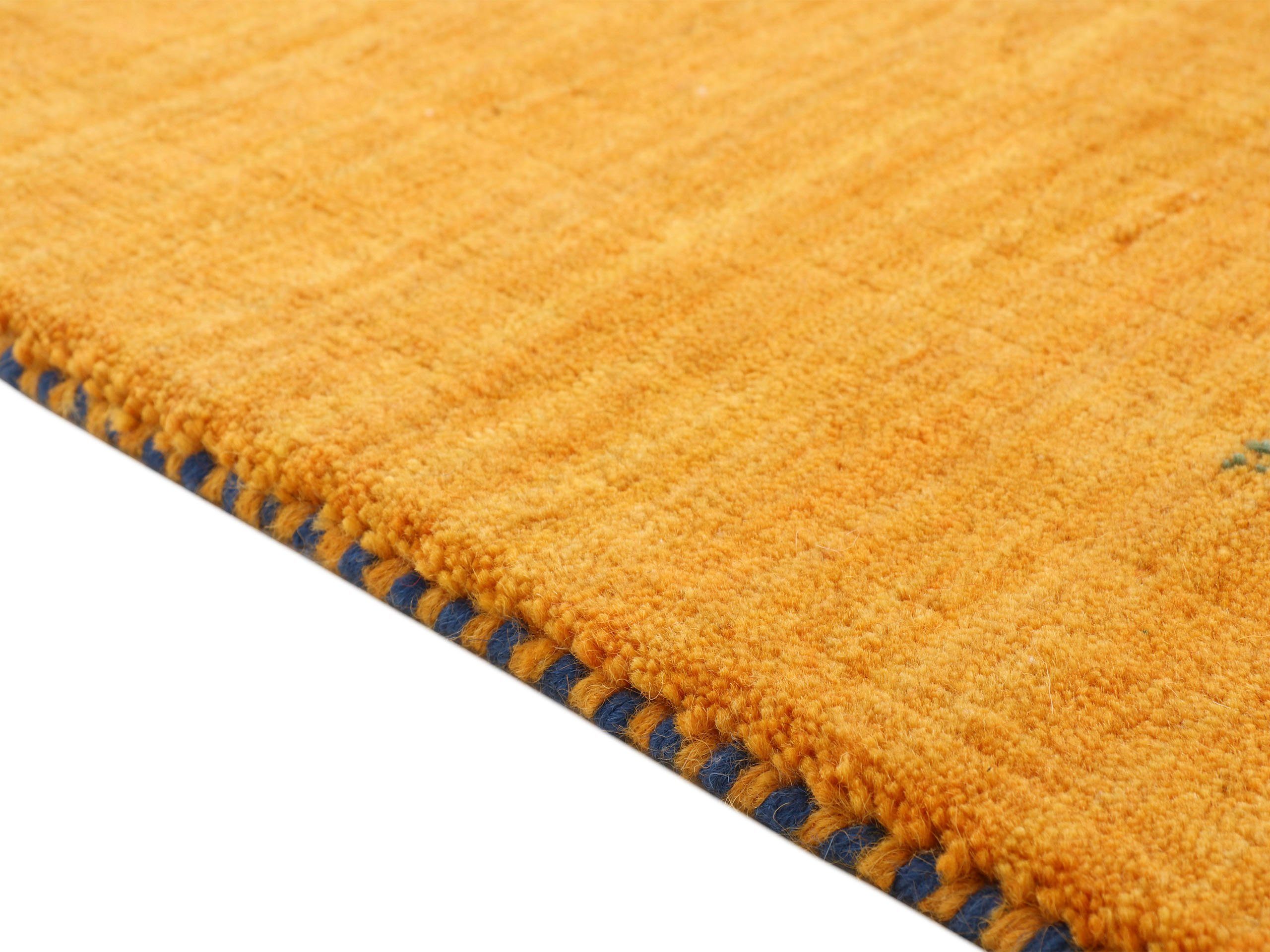 Wollteppich Gabbeh Uni, carpetfine, rechteckig, Höhe: 15 mm, reine Wolle, handgewebt, Gabbeh Loom Tiermotiv, auch als Läufer