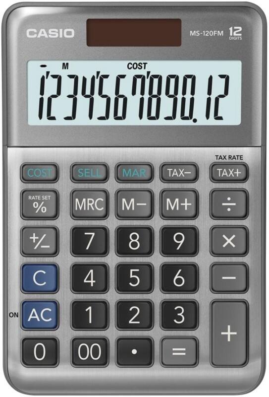 Casio Tischrechner MS-120FM 12-stelliges Display Grau