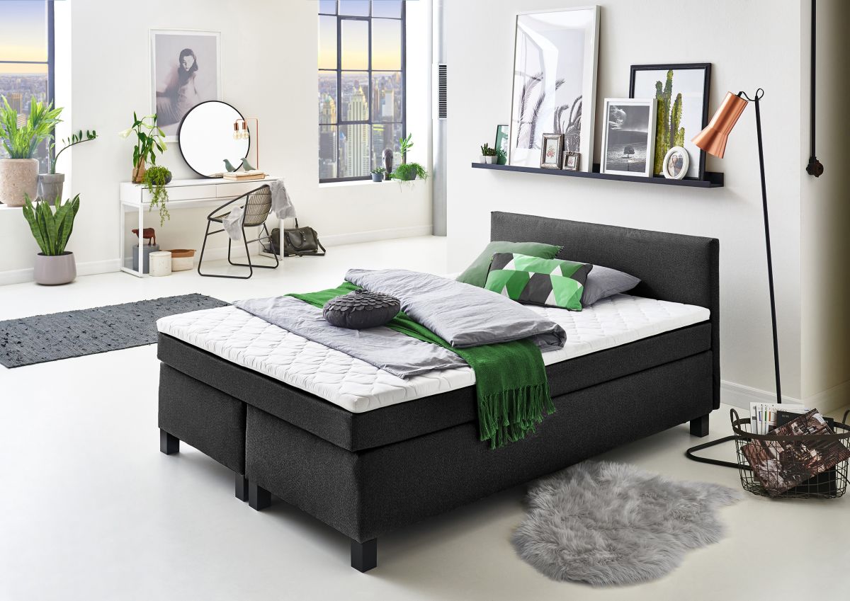 Sun Garden Boxspringbett Philly Anthrazit 140 x 200 cm