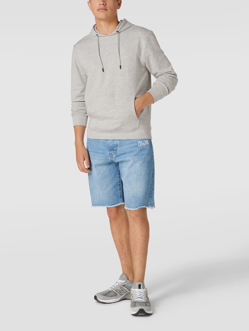Hoodie mit Label-Patch in mittelgrau meliert