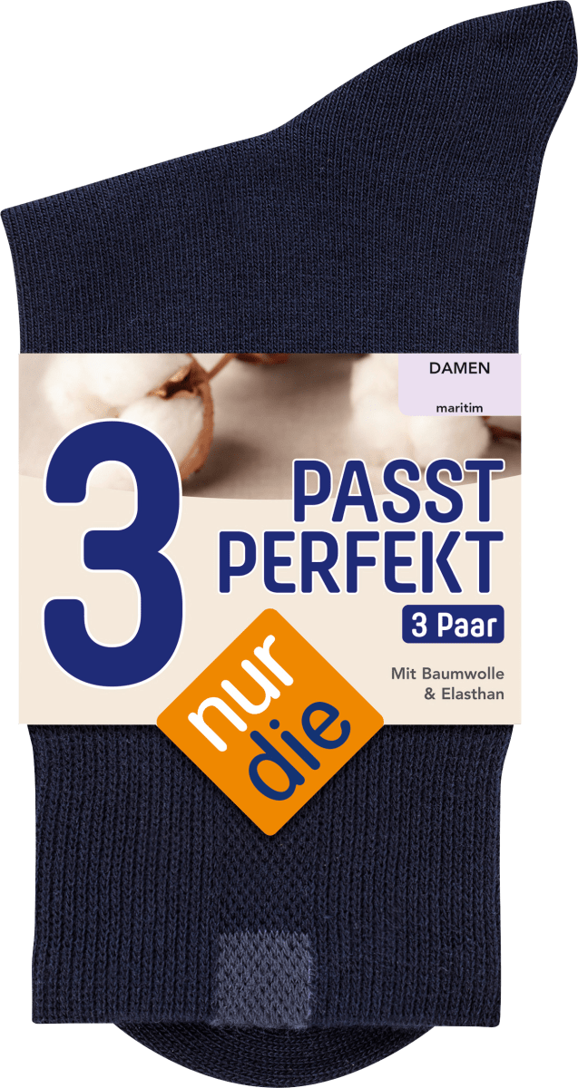 Passt Perfekt Socken blau Gr. 39-42, 3 St