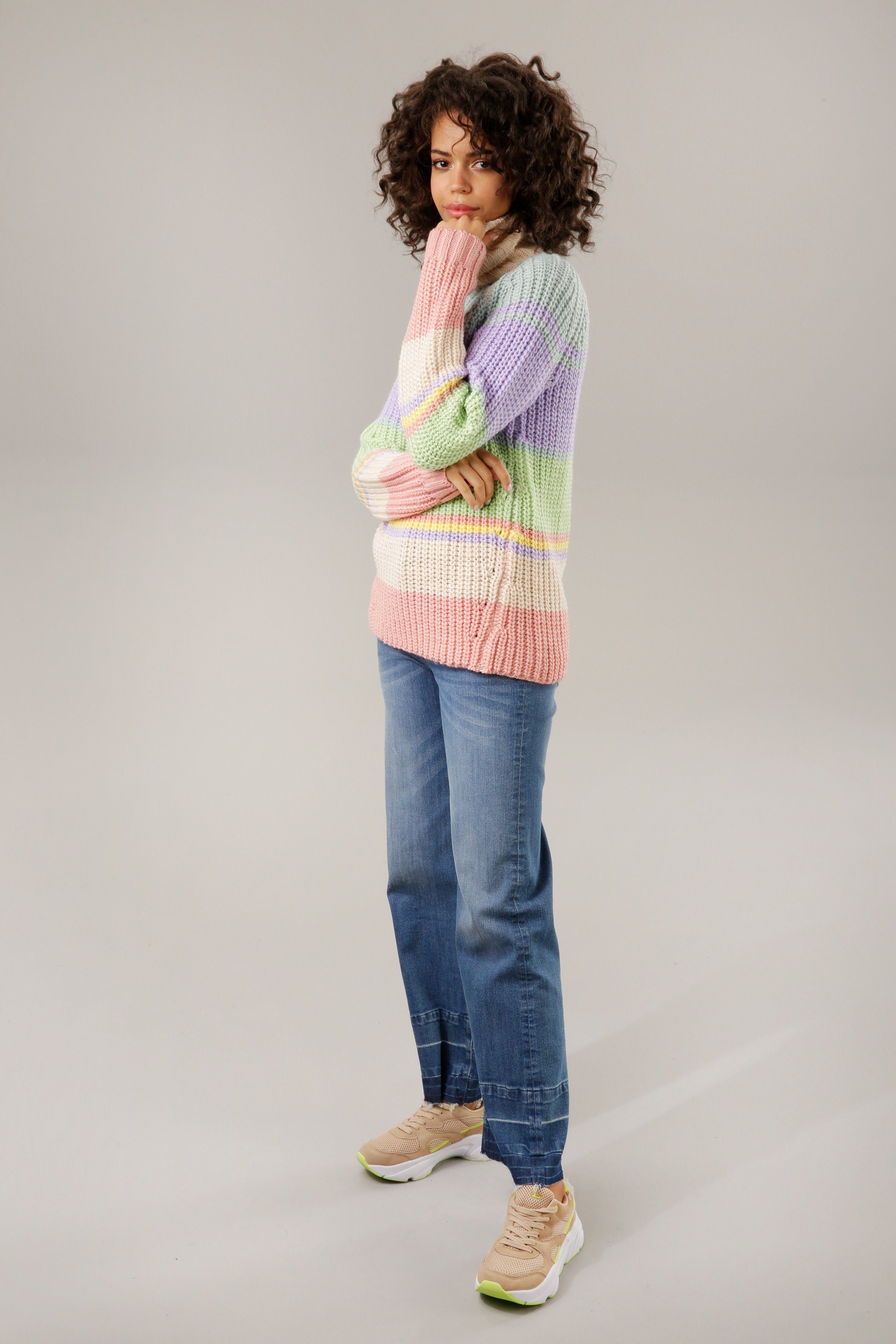 Aniston CASUAL Strickpullover im farbharmonischem Streifen-Dessin