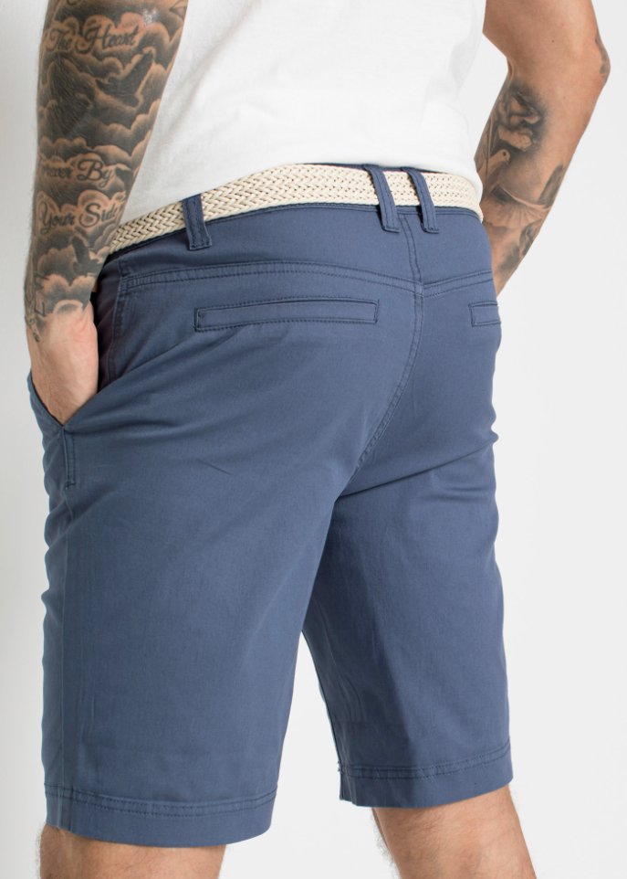Stretch-Chino-Bermuda mit Gürtel, Regular Fit