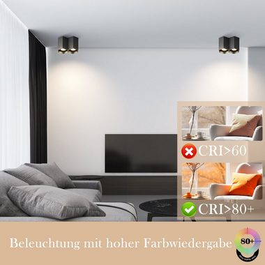 ZMH LED Deckenstrahler LED Deckenspots Aufbauspot - GU10 Deckenleuchte 2 Flammig, ohne Leuchtmittel, Aufbaustrahler Modern Design Spotleuchte für Küche Wohnzimmer, Schwarz