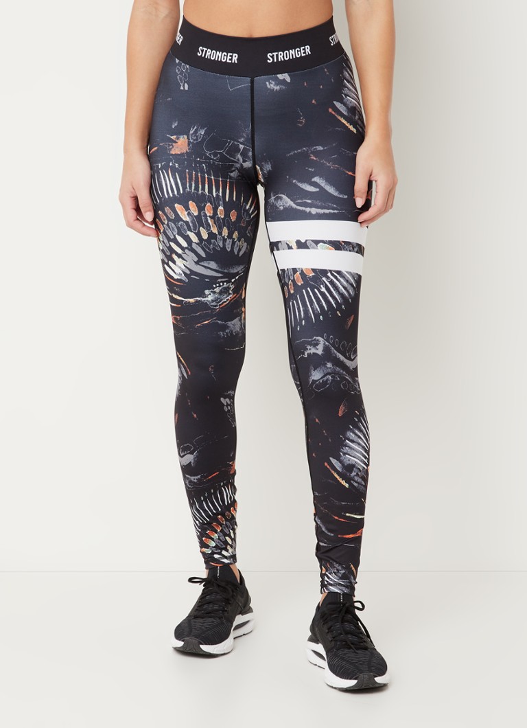 STRONGER Voodoo legginsy sportowe z wysokim stanem i nadrukiem