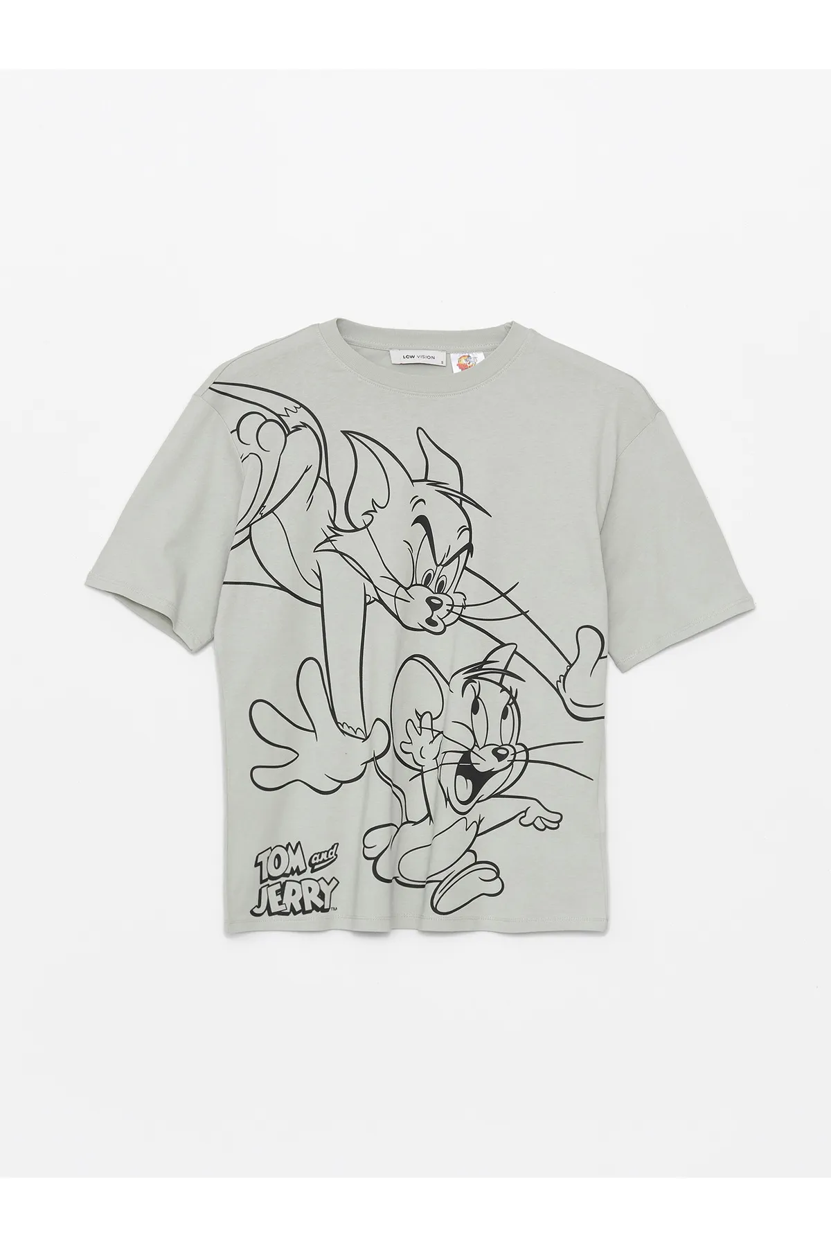 LC Waikiki  Bedrucktes, kurzärmliges, übergroßes Damen-T-Shirt mit Rundhalsausschnitt von Tom&Jerry