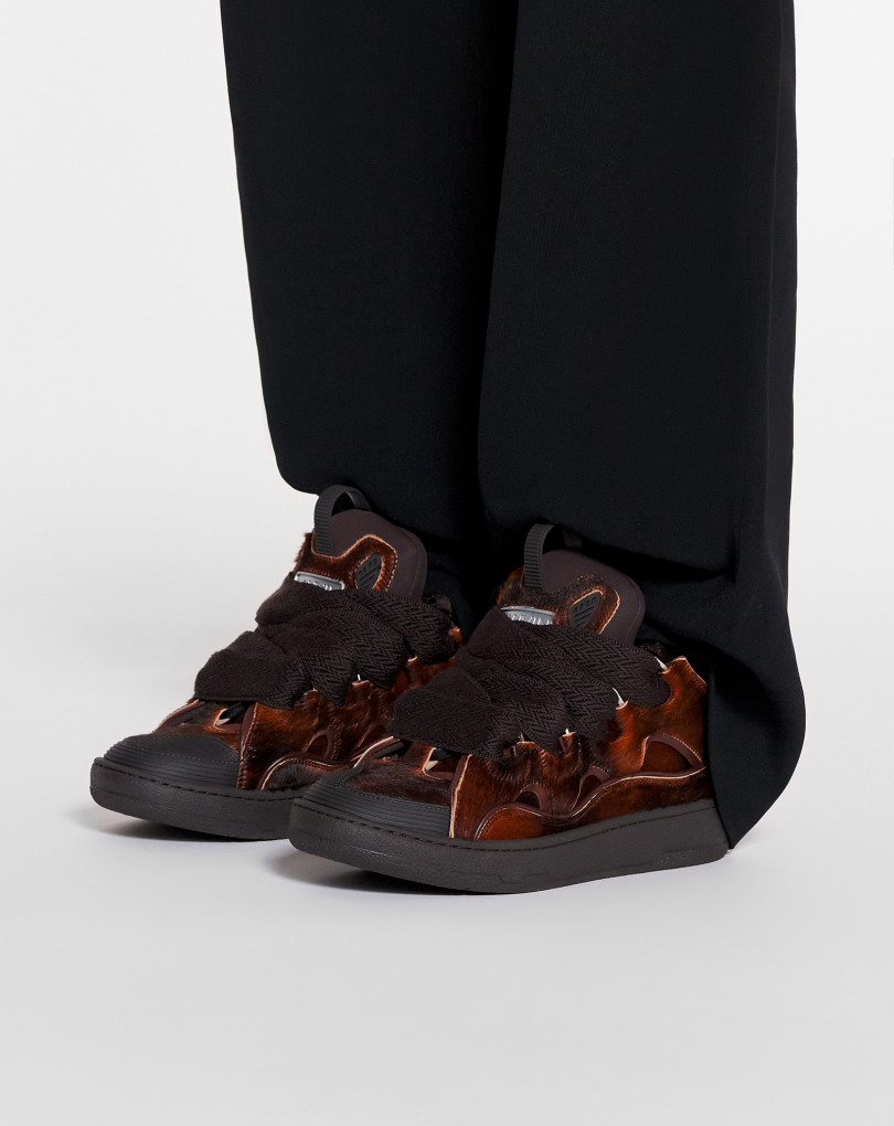 SNEAKERS CURB EN CUIR A EFFET PONY