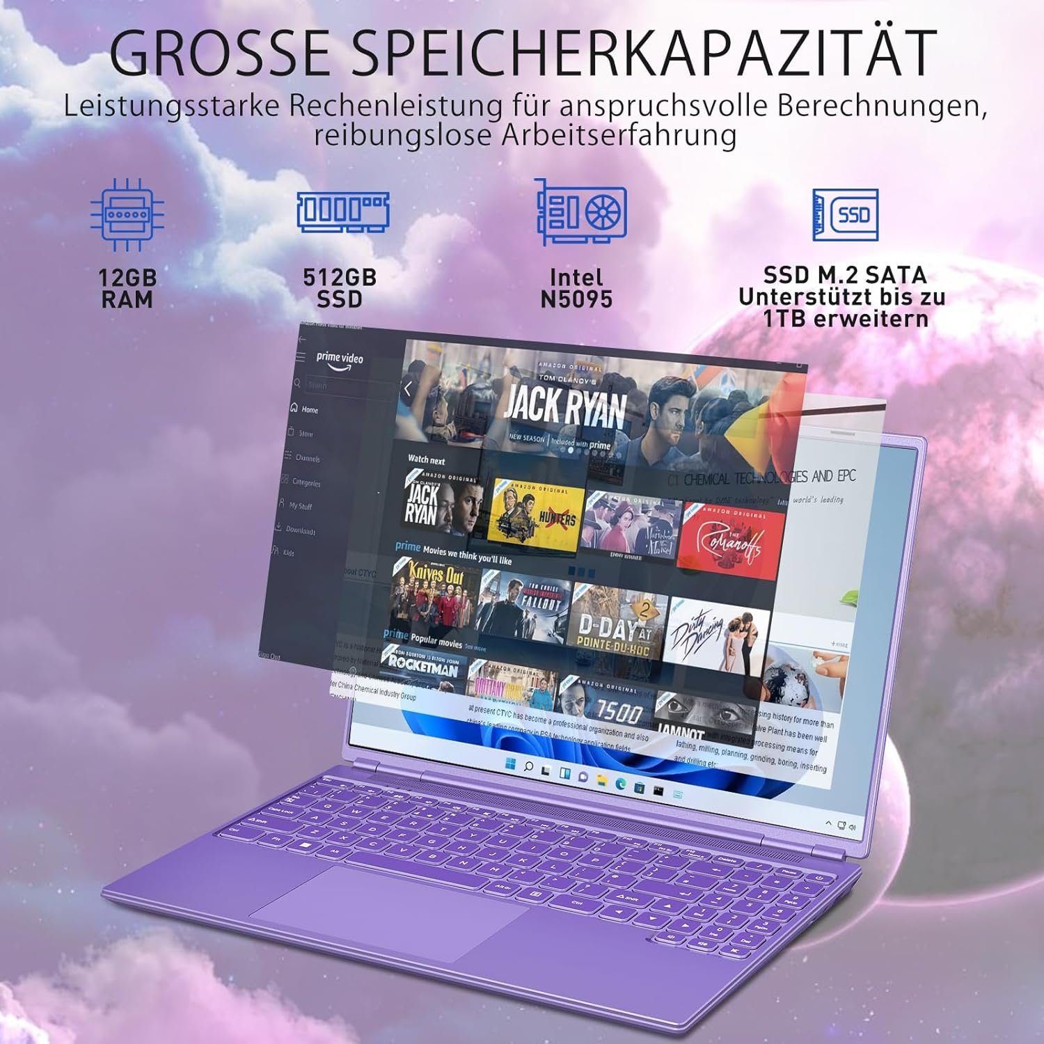 AOCWEI A6 Notebook (Intel Celeron N5095, 512 GB SSD, FHD 2,9GHz beeindruckende Grafik Perfekt für effizientes Multitasking)