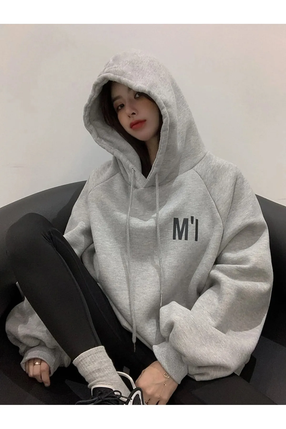 Know  Graues Damen-Sweatshirt mit Print in Übergröße M