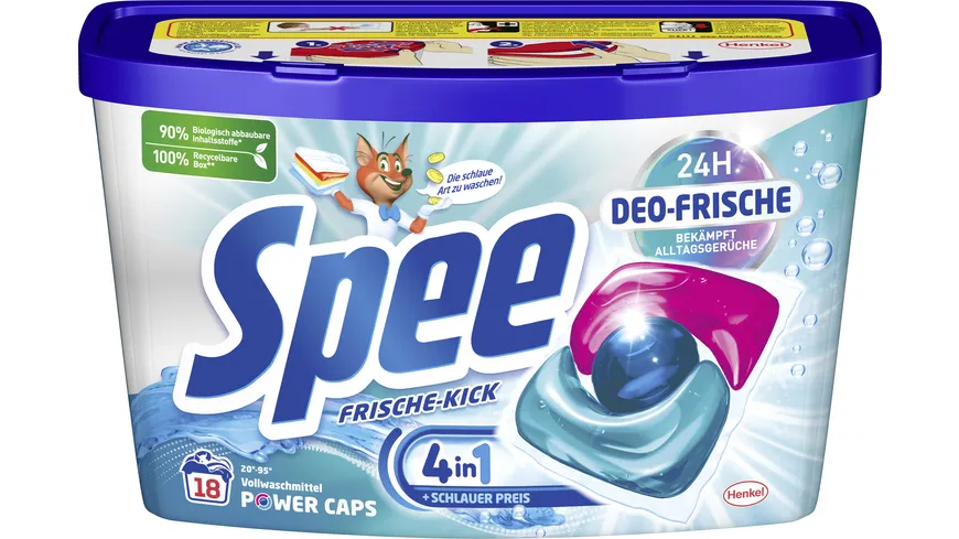 Spee Colorwaschmittel Power Caps Frische Kick 24H Deo-Frische 18WL 216 g