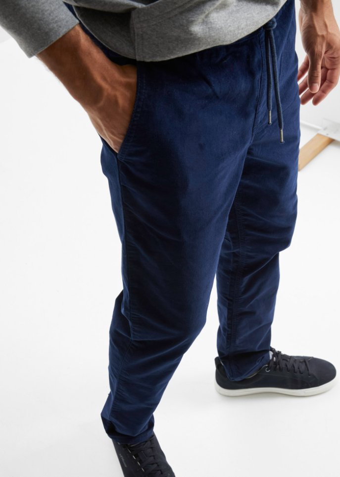 Regular Fit Cord-Schlupfhose in leicht verkürzter Länge, Straight