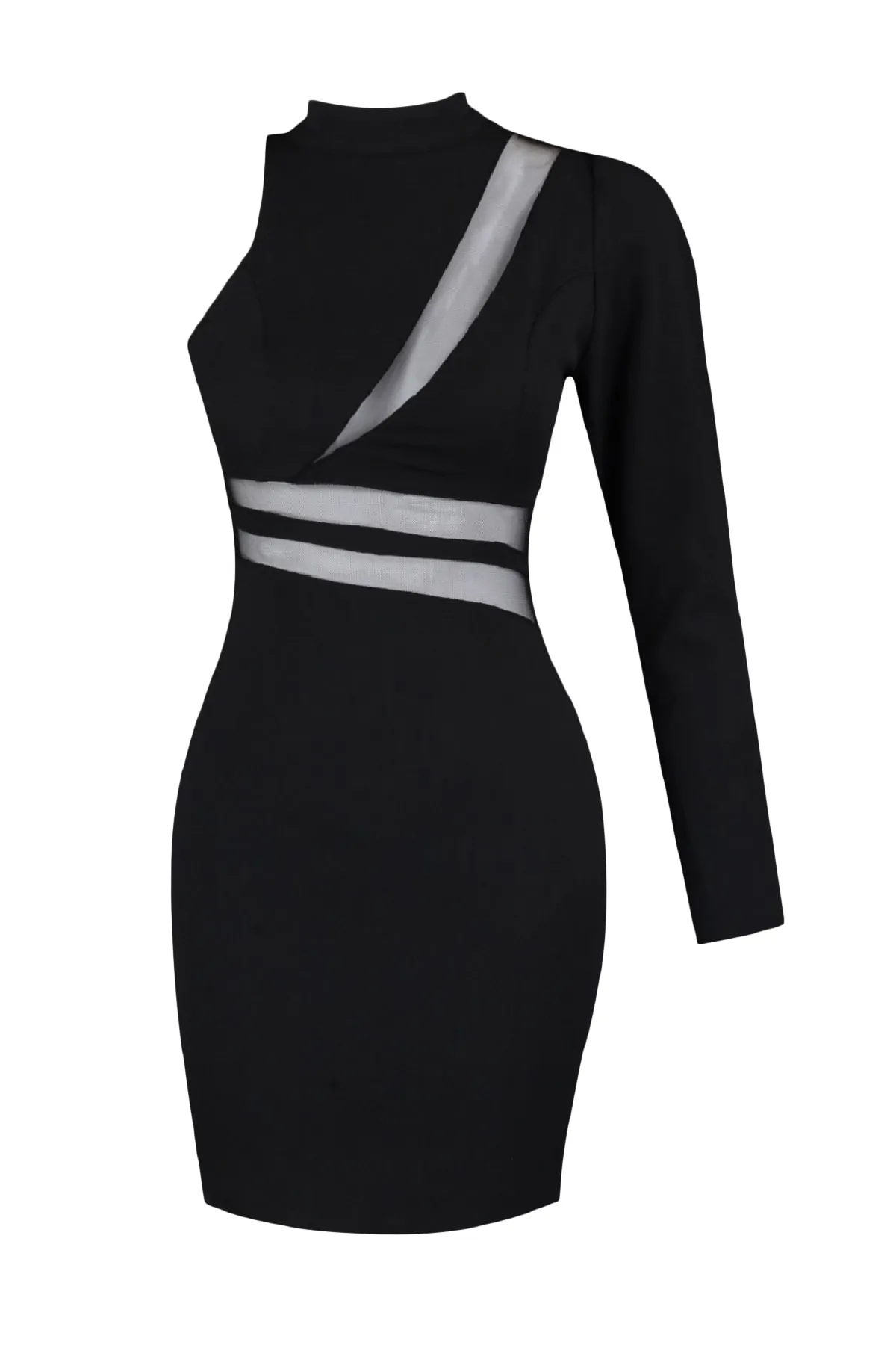 Trendyol Collection  Schwarzes, tief ausgeschnittenes, gewebtes, elegantes Abendkleid TPRAW23EL00090