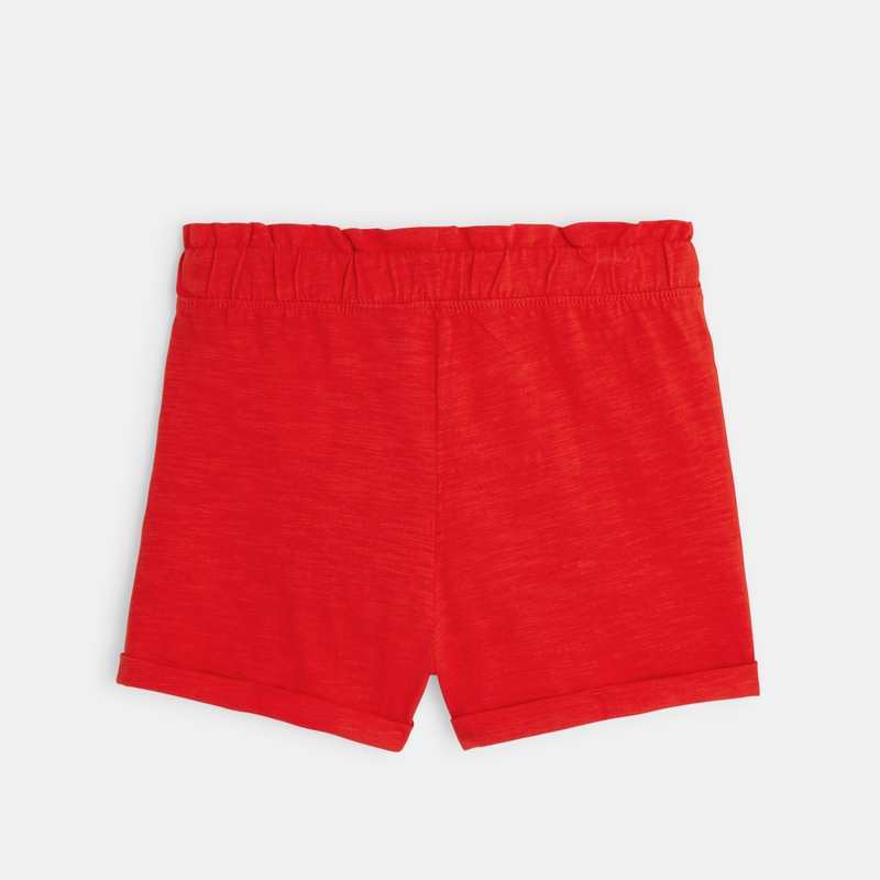 Short en jersey uni rouge fille