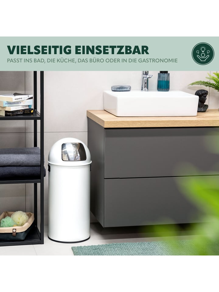 eluno Pushmülleimer 25 Liter aus Stahlblech, Retro Abfalleimer mit abnehmbarem Deckel günstig kaufen onesize