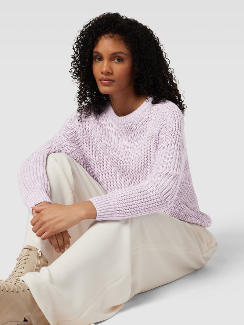 Strickpullover mit Rundhalsausschnitt Modell 'Remone' in flieder meliert