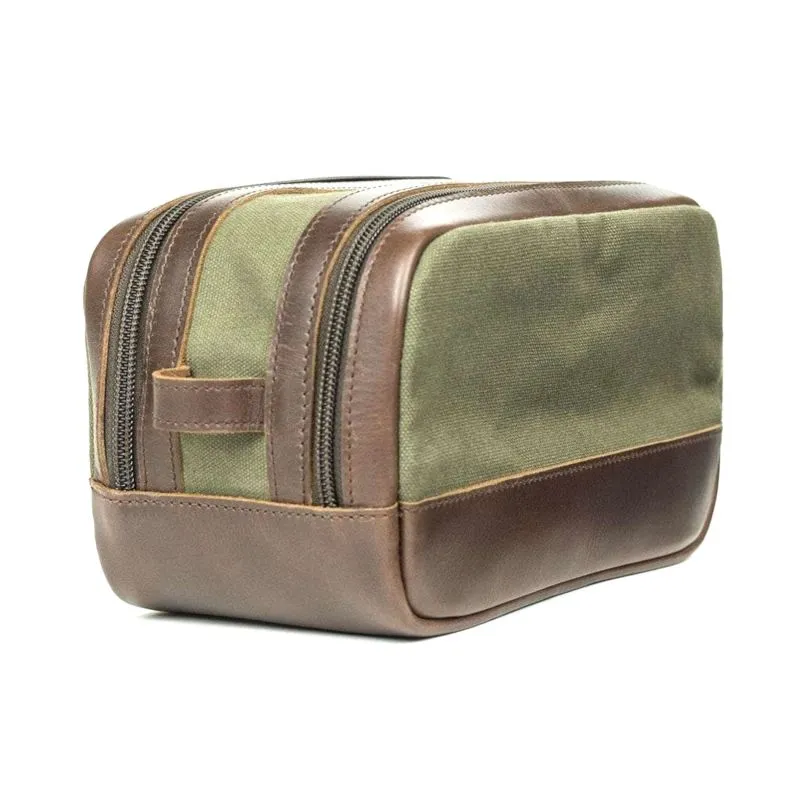 Buckle & Seam Kulturbeutel Bruno - Canvas Grün \/ Stripes