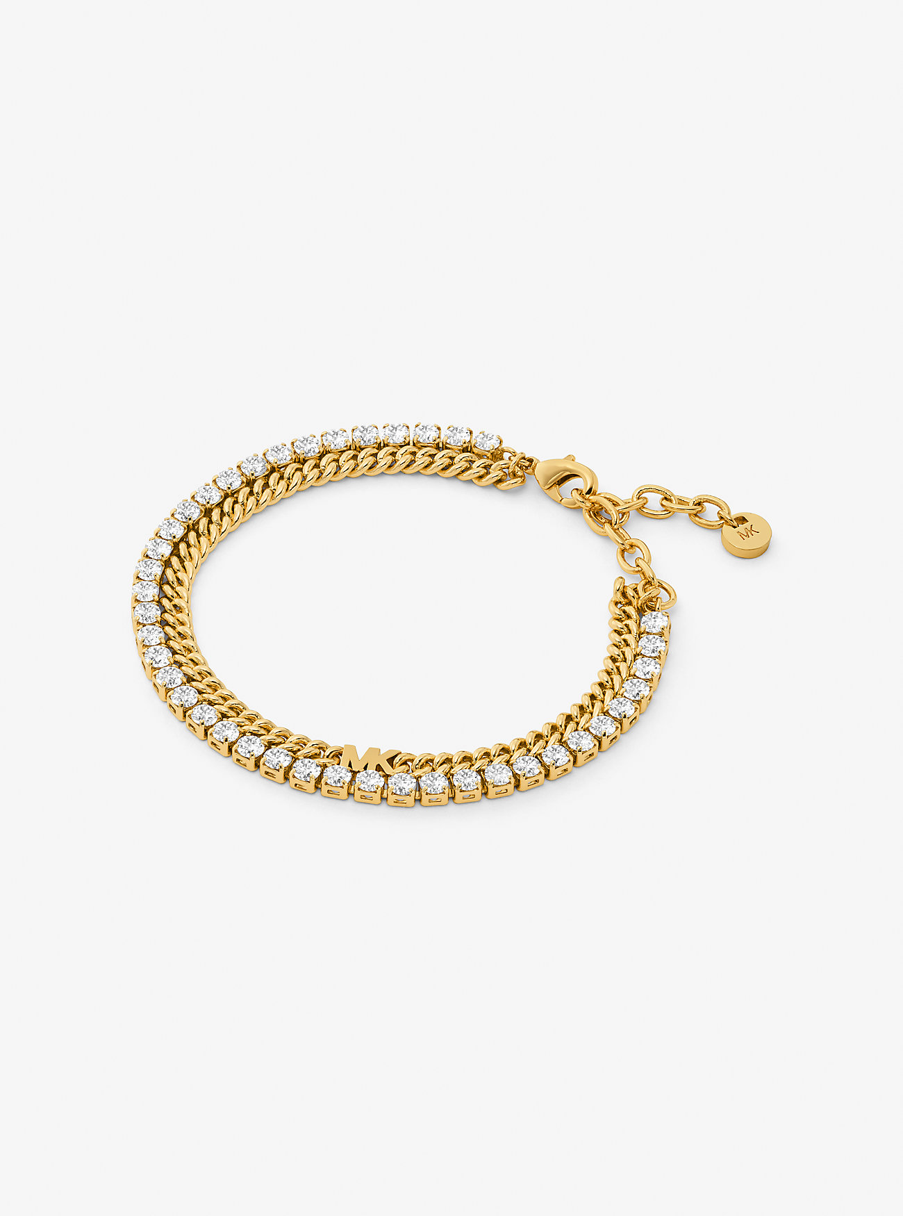 Bracciale tennis a doppia catena in ottone placcato metalli preziosi - ORO