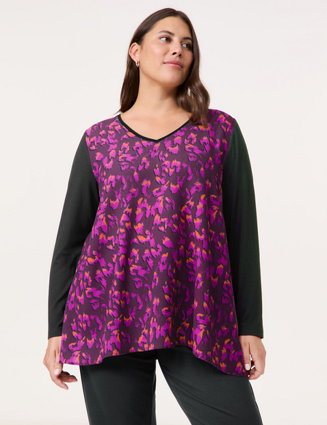 Ausgestelltes Langarmshirt mit Blusenfront
