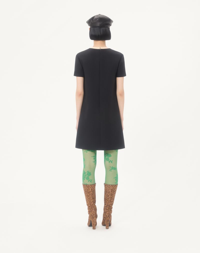 Vestido curto de crepe de alta costura