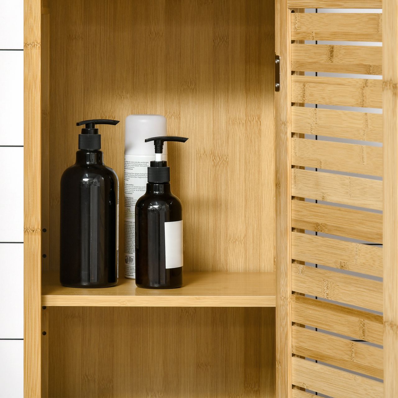 kleankin Badezimmerschrank Badezimmer Hochschrank mit 3 offenen Fächer Natur