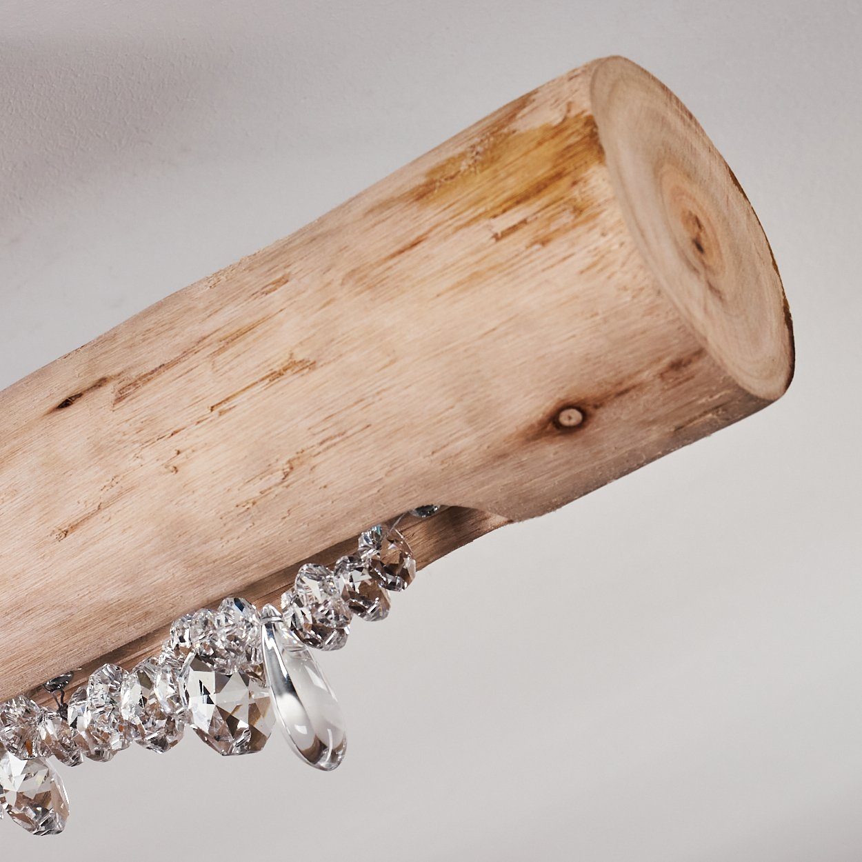 hofstein Deckenleuchte Lipusa längliche Deckenlampe aus Metall Schwarz und Holz, 3000 Kelvin, 1xLED 15 Watt, 1200 Lumen, über herkömmlichen Lichtschalter dimmbar