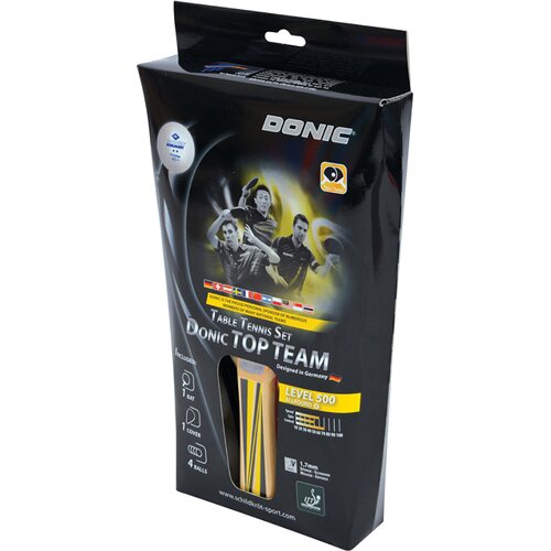 TISCHTENNIS-SET DONIC-SCHILDKRÖT TISCHTENNIS-GESCHENKSET TOP TEAM 500, 1 SCHLÄGER, 4 BÄLLE INK