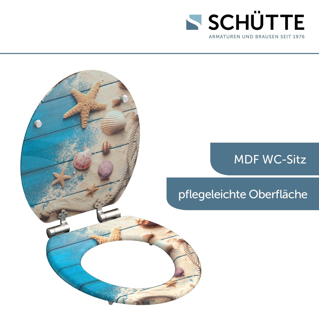 Schütte MDF WC Sitz BEACH AND WOOD, Toilettendeckel mit Absenkautomatik Holzkern