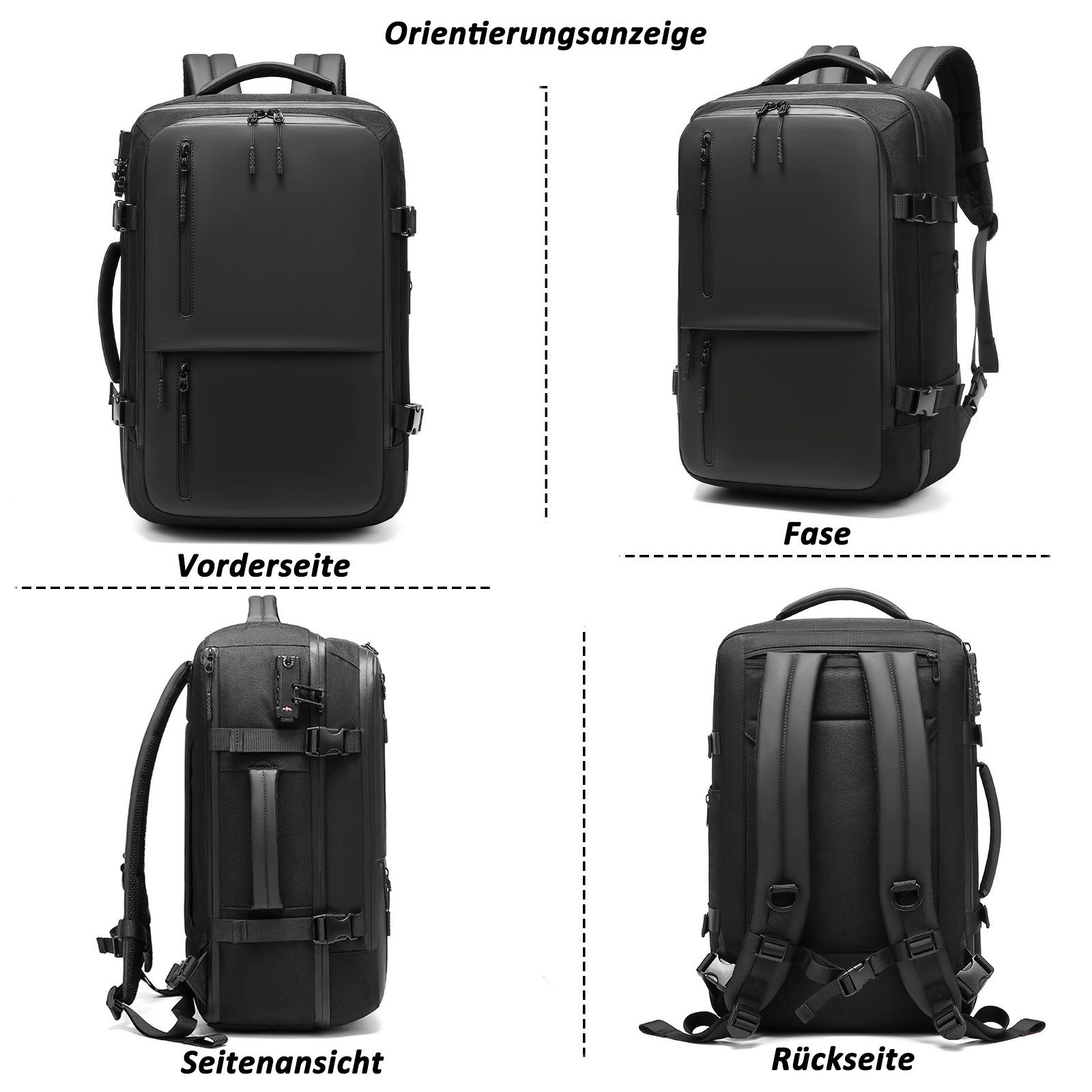 TAN.TOMI Laptoprucksack Laptop Rucksack Herren mit USB-Ladeanschluss Anti-Diebstahl Rucksack, für 17,3