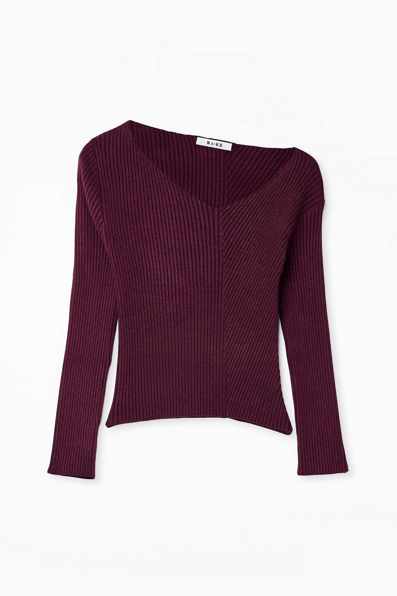 Asymmetrischer Pullover aus Rippstrick
